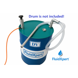 FluidXpert Oil Transfer Pump, Air Operated, Pneumatic, 55 Gallon Drum, 1.25 Inch ID, Teflon Packing, Chemical Transfer, Fast Fluid Transfer Speed, CNC Fluid Pump, CNC Chip Vacuum, In & Out Dual Action, DV-DP-55
